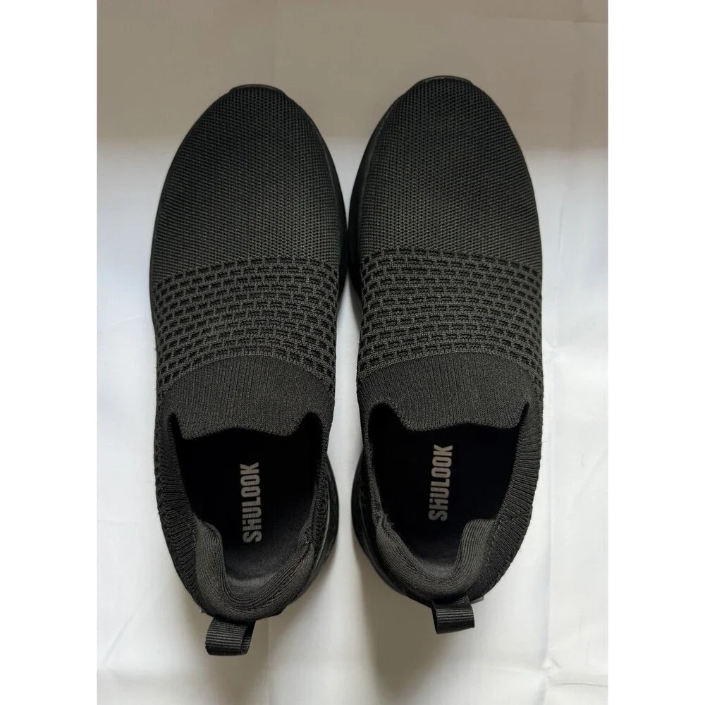 SHULOOK Womens 8 Black Non Slip Work Shoes Restaurant Kitchen Sneakers Stretch